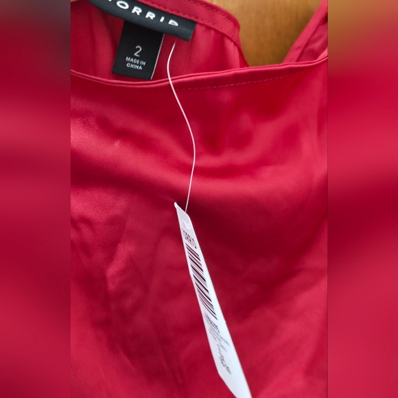 NWT Satin Front Tie Off-Shoulder Long Sleeve Blouse Hot Pink From Torrid Size 2 - Picture 7 of 9